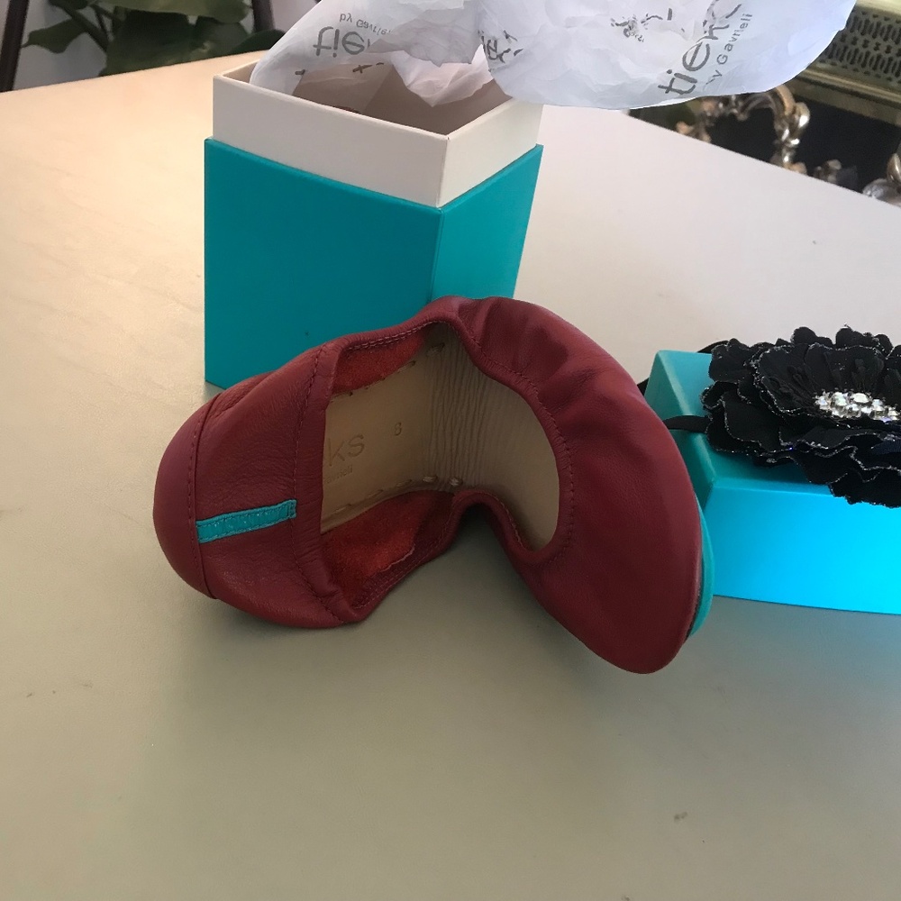 TIEKS Cardinal Red Ballet Flats NEVER WORN